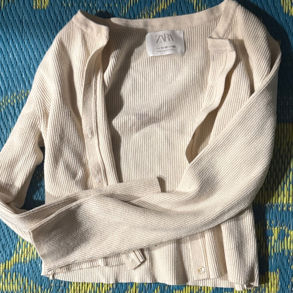 Zara Cream Ribbed Cardigan